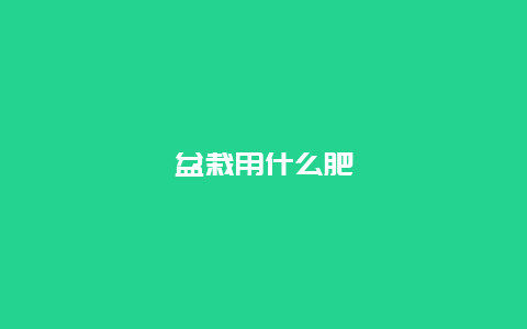 盆栽用什么肥