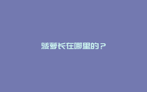 菠萝长在哪里的？