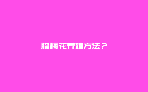 腊梅花养殖方法？